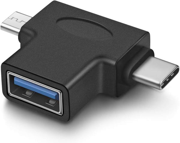 2 in 1 OTG Converter USB 3.0 to Micro USB and Type C Adapter USB3.0 Female to Micro USB Male and USB C Male Connector (1 Pack)