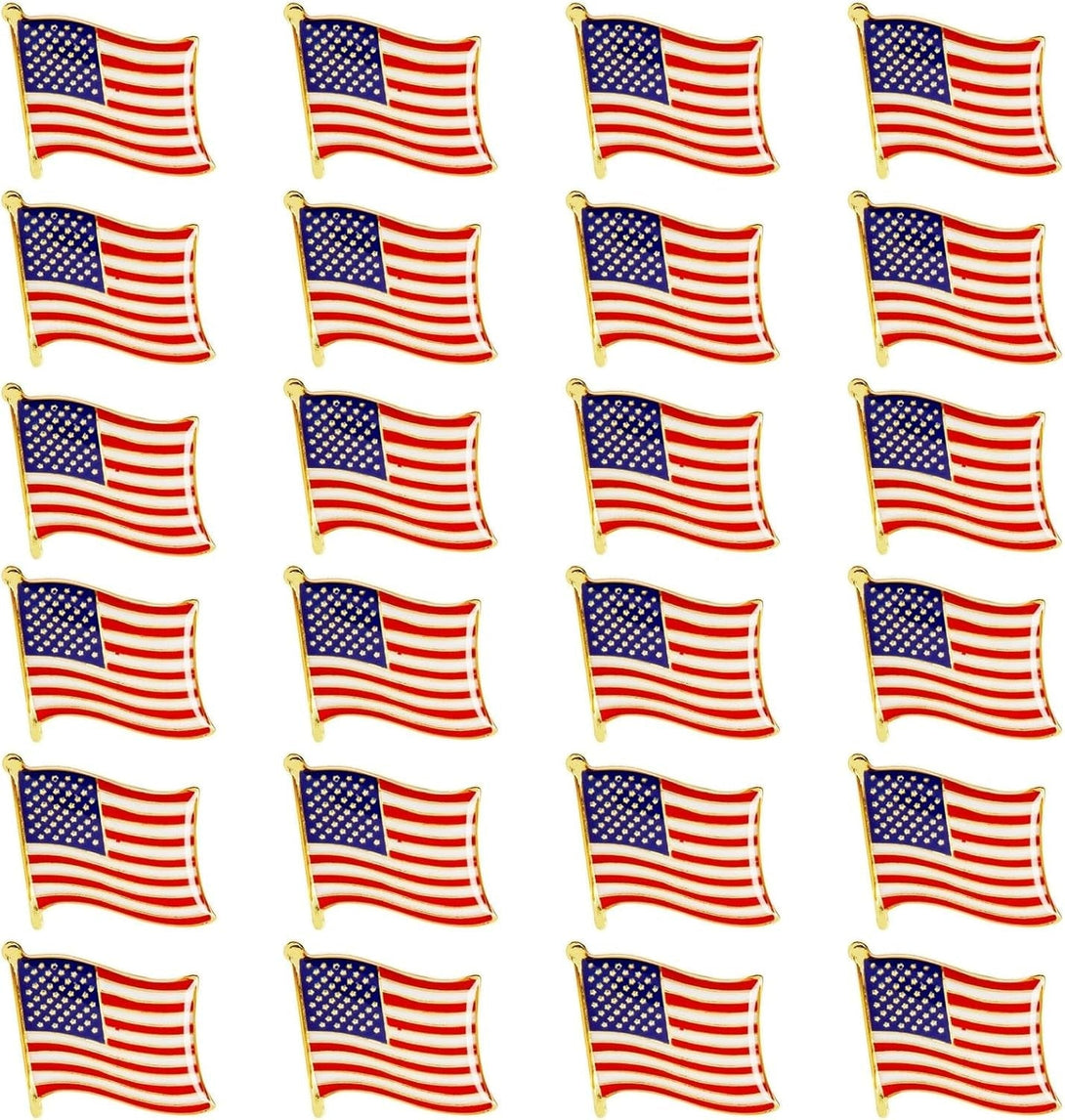 Juvale 24 Pack USA American Flag Lapel Pins, Patriotic US Flag Pins for July 4Th, National Day, Celebrations & Decorations (0.7 X 0.38 X 0.6 Inches)