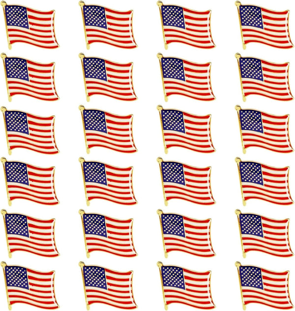 Juvale 24 Pack USA American Flag Lapel Pins, Patriotic US Flag Pins for July 4Th, National Day, Celebrations & Decorations (0.7 X 0.38 X 0.6 Inches)