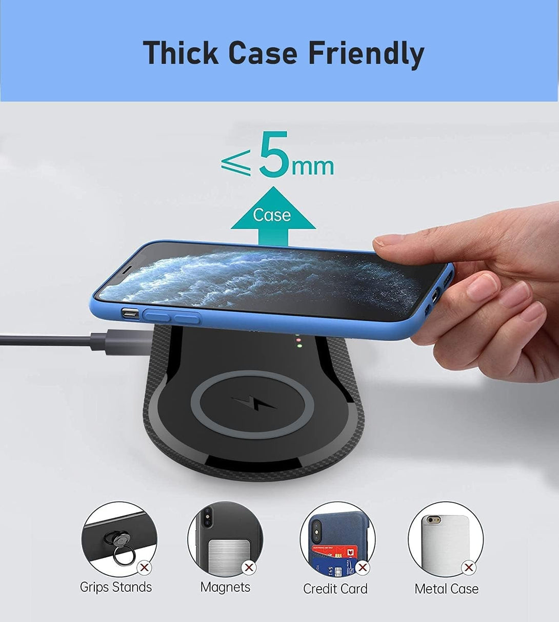 30W Fast Wireless Charger, Vchiming 2 in 1 Wireless Charging Pad, Dual 15W Wireless Charging Station for Galaxy Iphone Airpods Type C Cable Included, Black