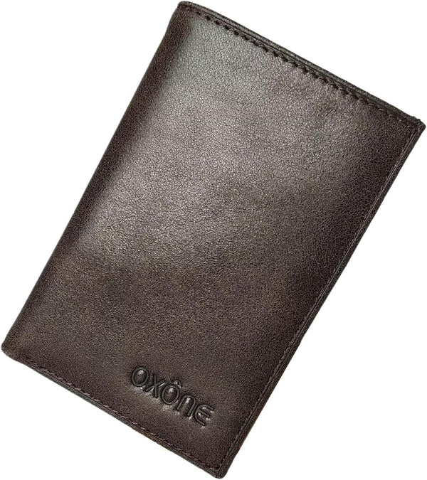 Genuine Leather Minimalist Card Holder, RFID Blocking, Slim Wallet for Men, Vintage Brown