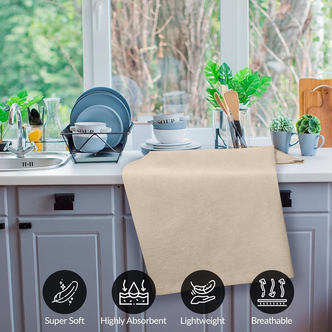 ROYALE LINENS Flour Sack Dish Towels - Kitchen Towel - Super Absorbent Flour Sack -100% Ring Spun Cotton -Tea Towels - for Embroidery, Cloth Diapers, Cheese Strainers (Natural - 33" X 38" Pack of 12)