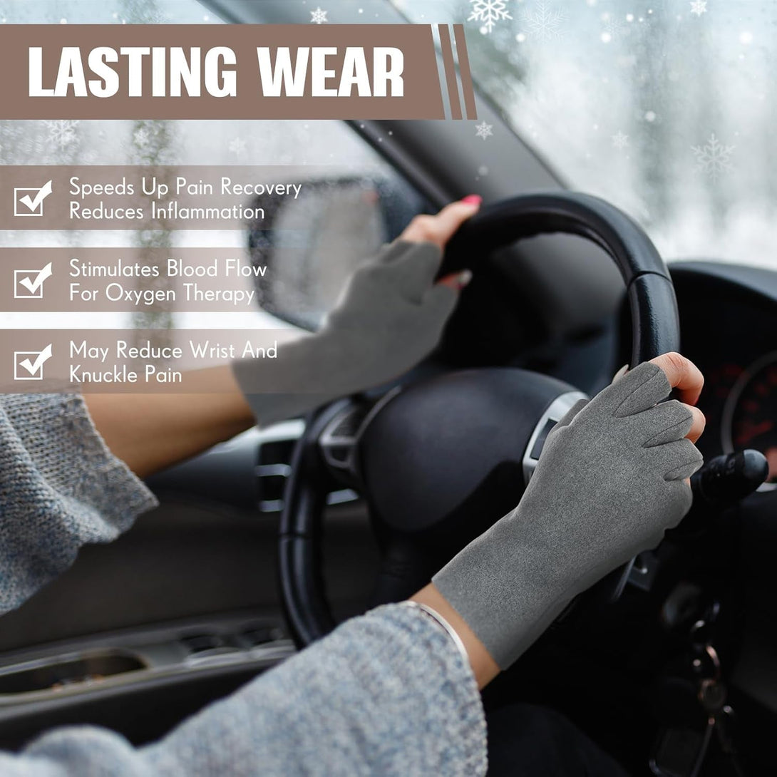 Geyoga 4 Pairs Winter Fingerless Gloves Touchscreen Texting Gloves Self Heat Arthritis Compression Gloves(Multicolor)