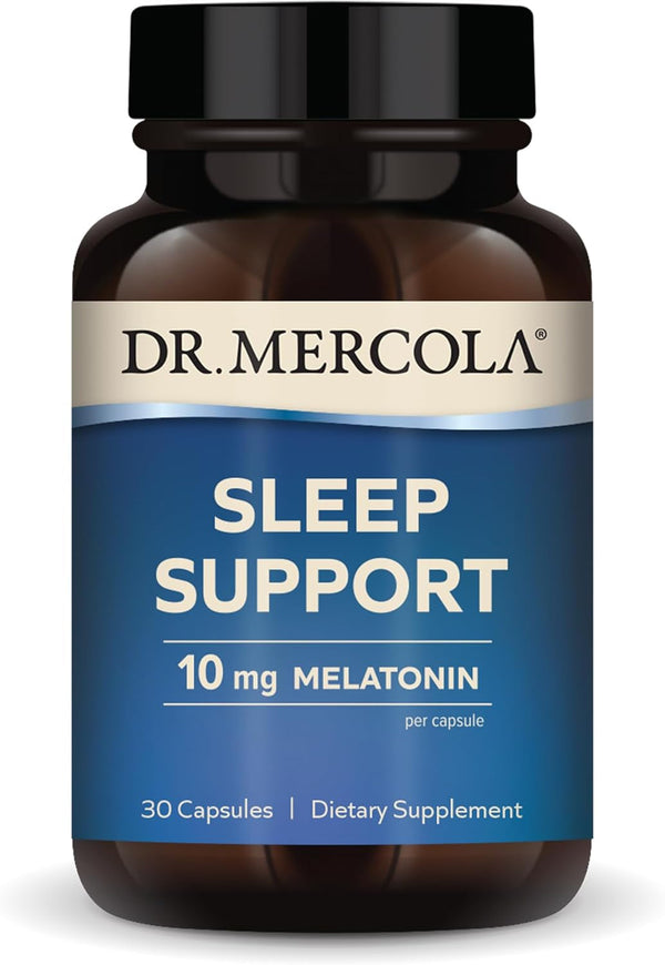 Dr. Mercola Sleep Support with Melatonin, 10 Mg Melatonin per Serving, 30 Servings (30 Capsules), Dietary Supplement, Supports Healthy Sleep and Mental Focus, Non-Gmo