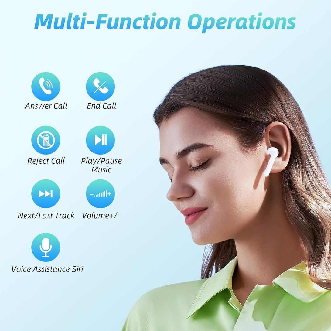 Wireless Earbuds 40H Playtime 8H Continuous Playtime Bluetooth Ear Buds, IPX6 Waterproof Stereo Sound Bluetooth Wireless Headphones with Microphone and Charging Case for Ios Android Sports