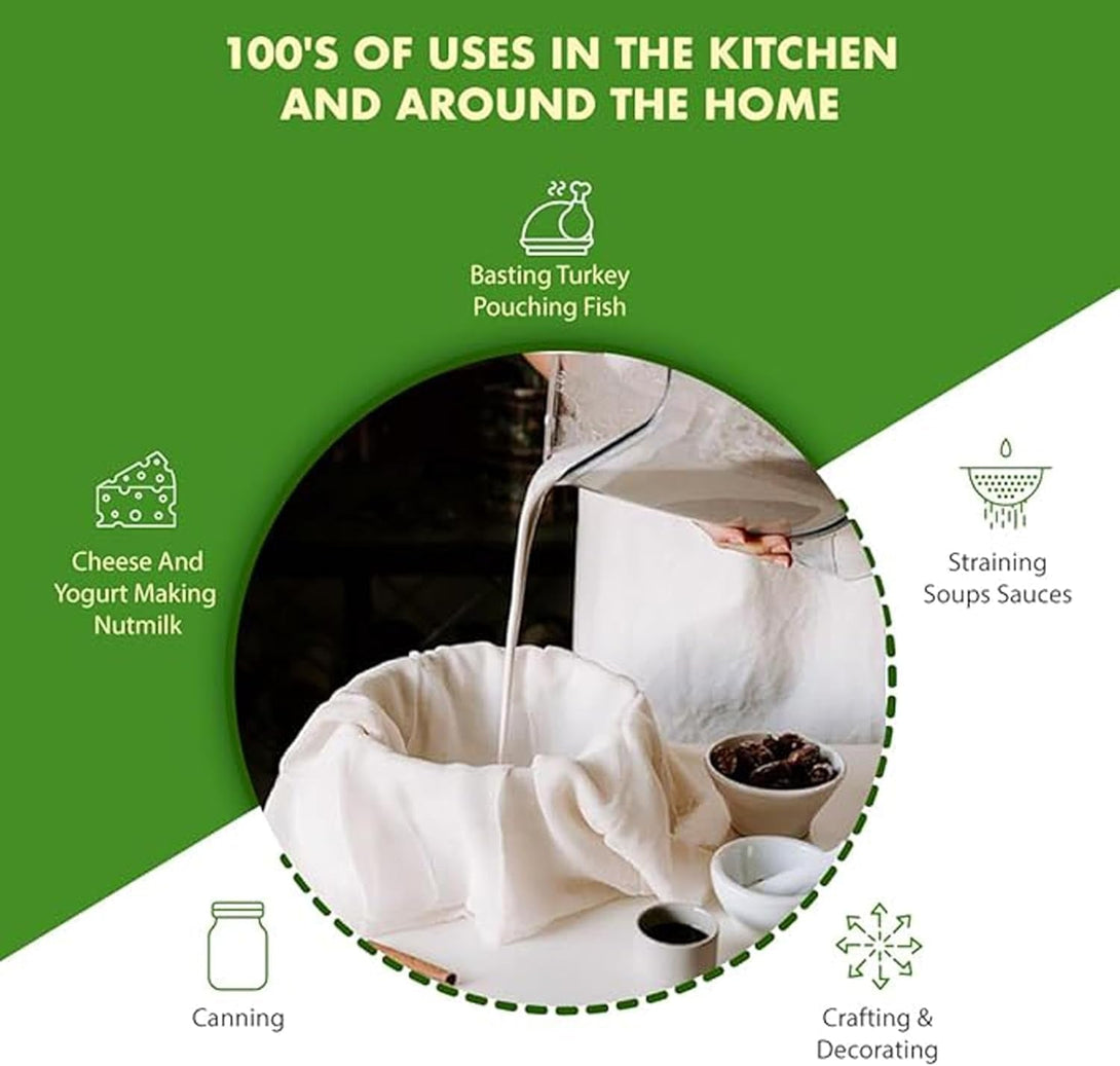 Regency Wraps 100% Cotton Ultra Fine Natural Cheese Cloth, 36 Sq.Ft 36" X36" 4 Pcs, Chef Grade for Basting Turkey, Canning, Straining, Cheesemaking