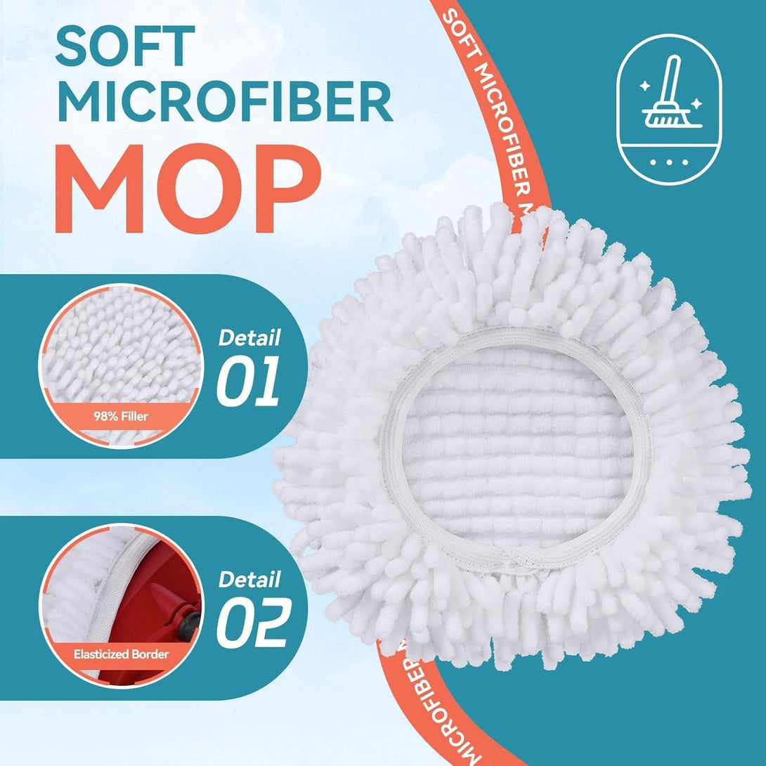 3 Pack Spin Mop Heads Replacements for Ocedar Easywring 1 Tank System Mop Replace Head Attachments, Microfiber Chenille Mop Pad Spin Mop Refill for O Cedar Mop Head