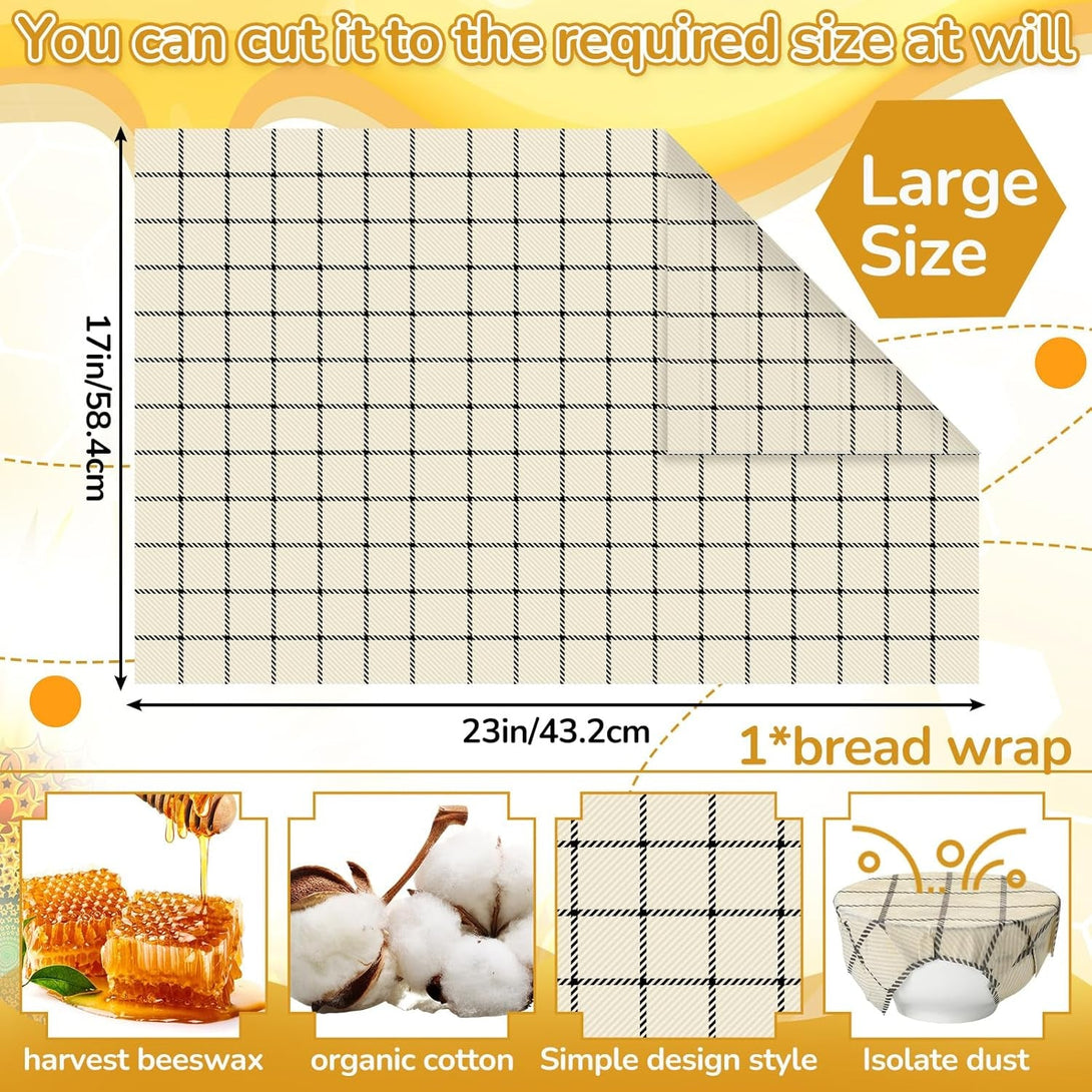17 X 23 Inch Reusable Beeswax Food Wrap for Bread Sandwich Wrapper Beeswax Paper Organic Bowl Dishes Covers Sustainable Food Cheese Fruit Snacks Storage Containers Keeper