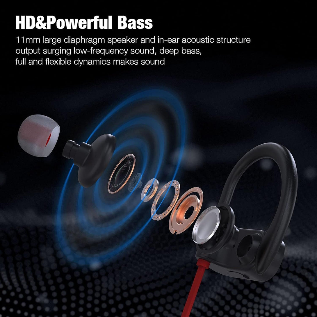 Boean Bluetooth Headphones Wireless Earbuds Bluetooth 5.3 Running Headphones IPX7 Waterproof Earphones with 16 Hrs Playtime Stereo Sound Isolation Headsets for Workout Gym