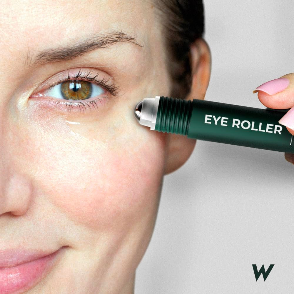 Wolf Project under Eye Roller - Korean Beauty, with Caffeine, Vitamin C and Peptides - Energizing Serum for Dark Circles and Puffiness, Fine Lines, Wrinkles - Gel-Based Brightening Cream