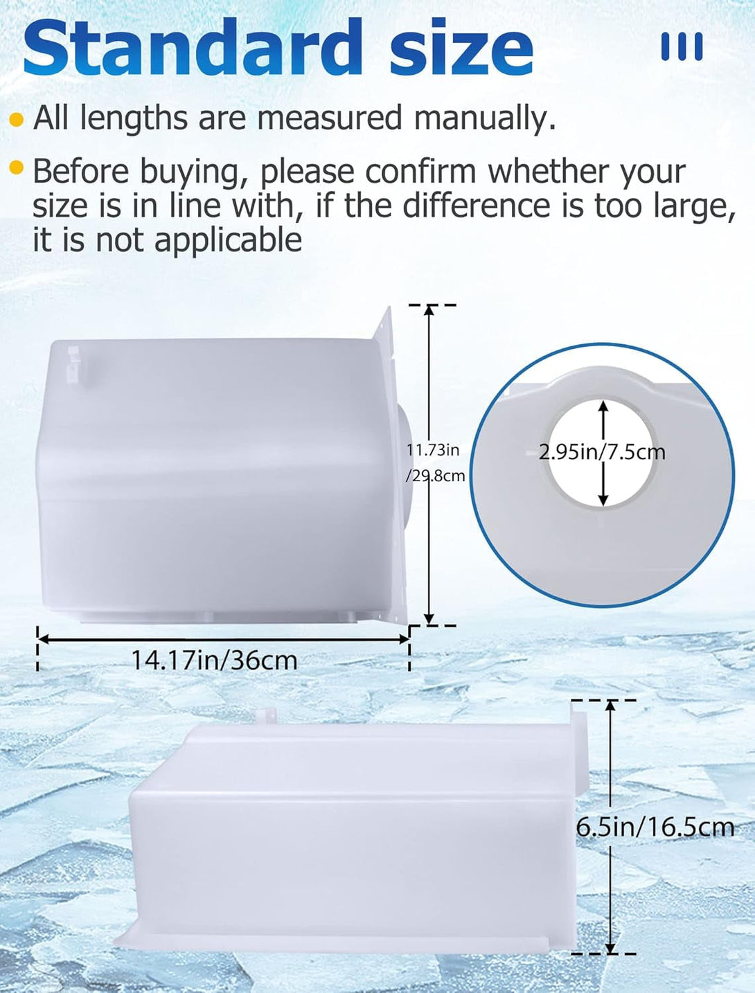 W10670845, WPW10670845 Refrigerator Ice Bucket Compatible with Whirlpool, Kenmore, Kitchenaid, Amana Refrigerators, Etc. Part Number: 2196091, 1115342, 1115372, 2152701, 2152702, Etc.