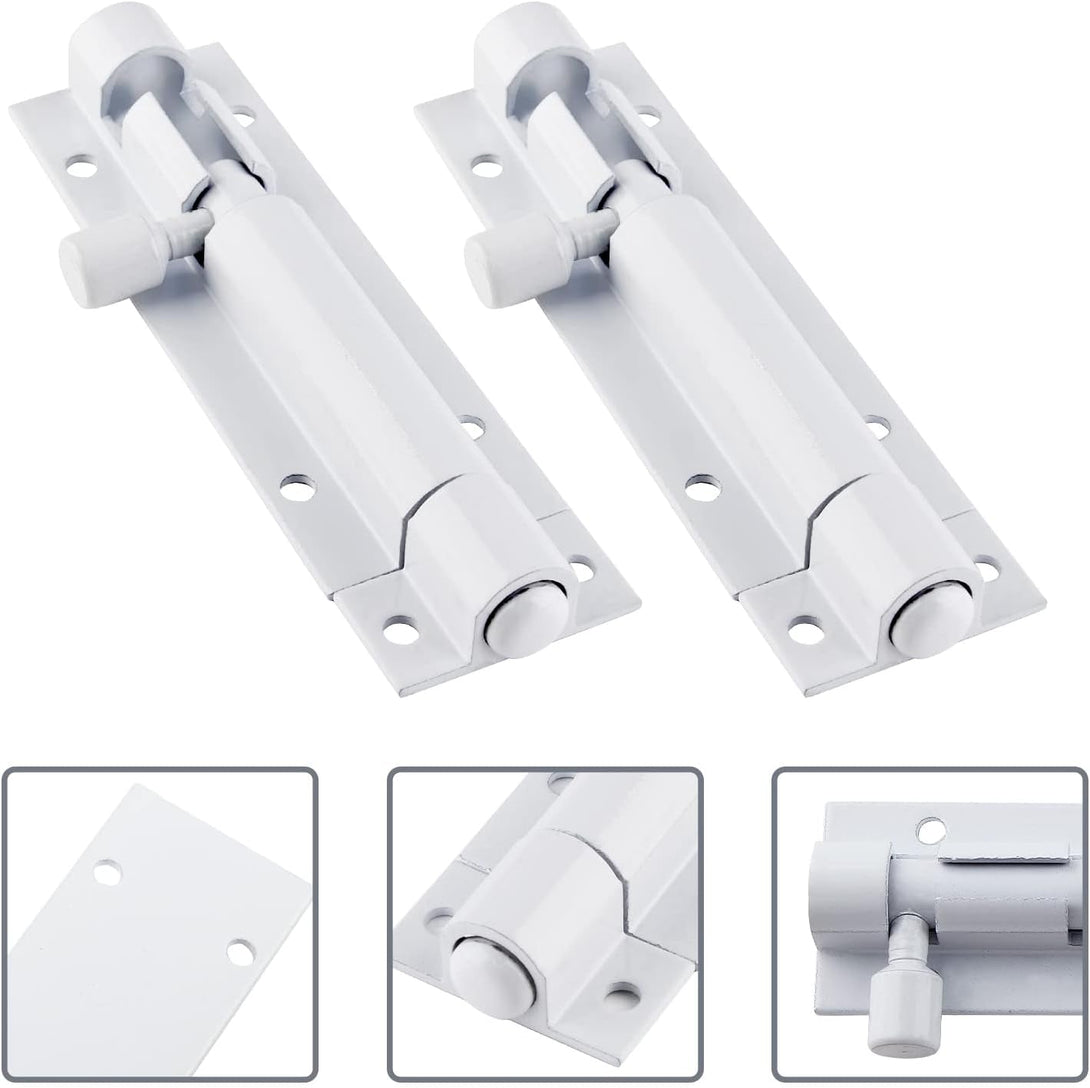 2 PCS Barrel Bolt Latch Heavy Duty Slide Lock, 3 Inch Aluminum Alloy Slide Latch Door Lock White Barrel Latch for Security Gate Slide Bolt, Garage Door Latches, Warehouse Shed Latches