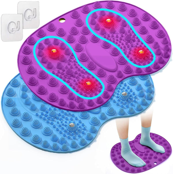 Foot Massager Mat 2PCS, Foot Reflexology Mat with Magnetic Therapy, Standing Desk Mat Acupressure Mat for Feet Relaxation, Pressure Point Mat for Pain, Fatigue and Stress Relief (Blue+Purple)