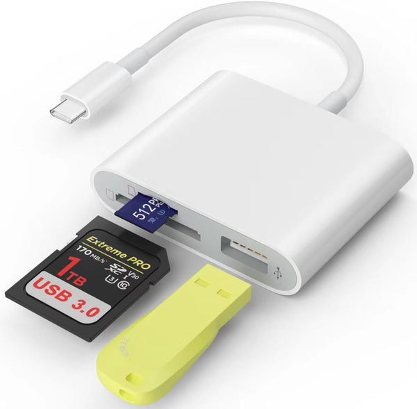 SD Card Reader, USB 3.0 Type C High Speed to SD/TF Card Adapter for Iphone 15/16 Pro Max Memory Card Reader with SD Microsd USB 3 Port for Mac/Ipad/Macbook Pro/Air Android Phone Tablet