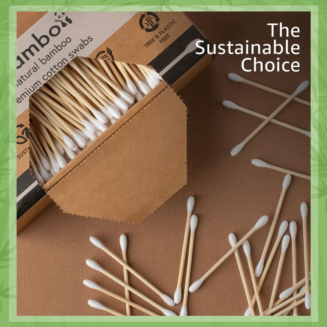 100% Bamboo Ear Swabs Cotton (500-Pack) | Biodegradable Double Tipped Bamboo Ear Cleaner | Eco Friendly Beauty & Personal Care | FSC Certified & Hypoallergenic | Suitable for All Ages & Pets
