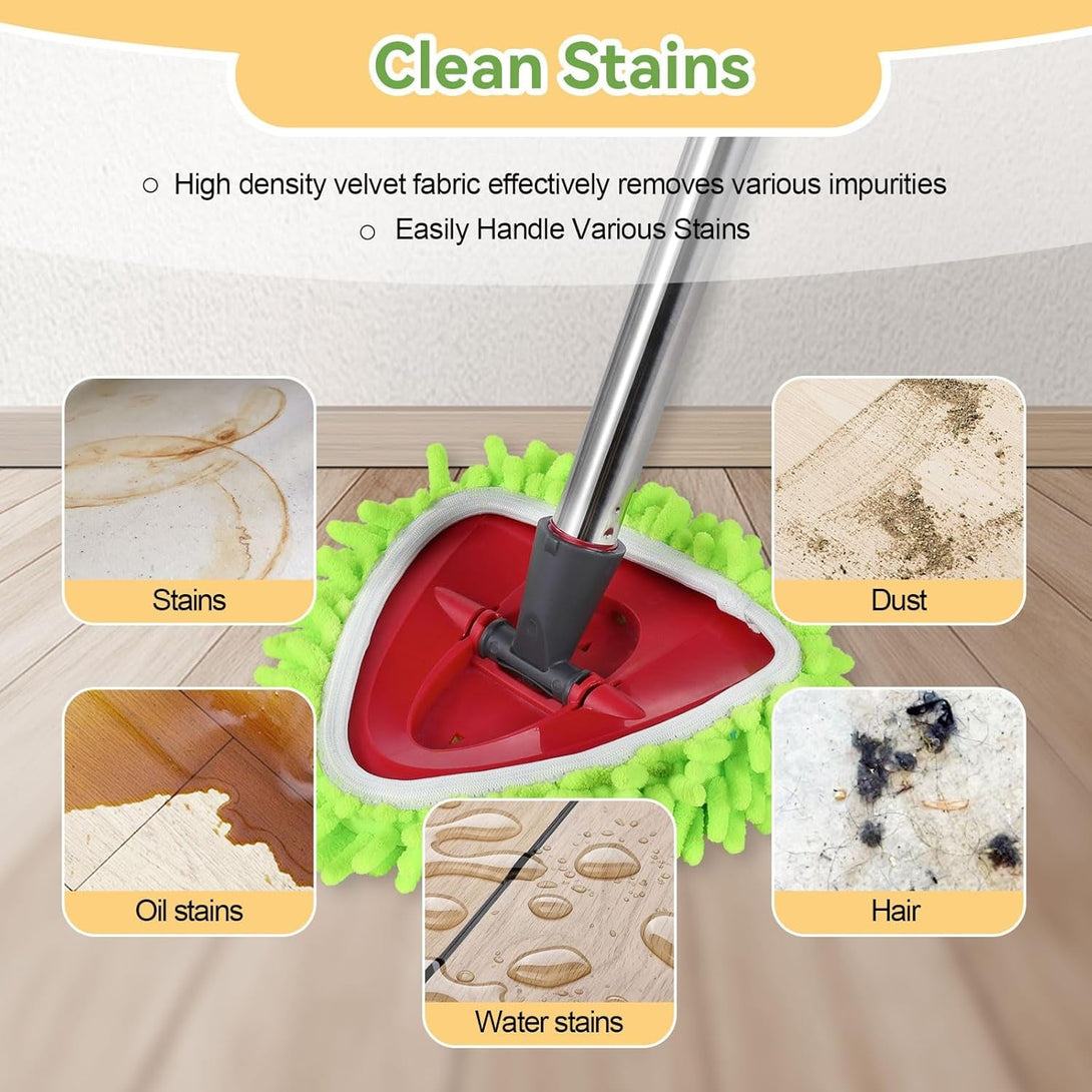 2 Pack Reusable Microfiber Mop Pads Compatible with O-Cedar Easywring Triangle Mop,Elastic Mop Head Replacement for Deep Clean,Machine Washable Mop Refills