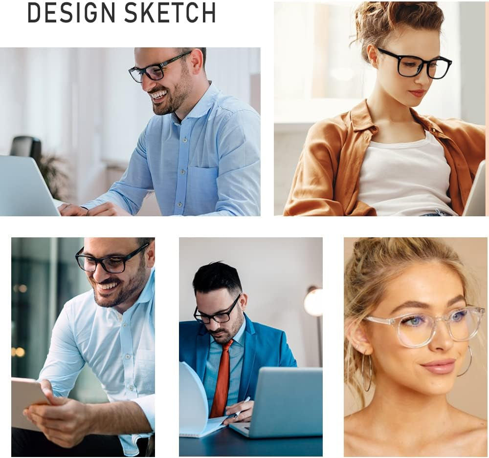 AFNWQI Fashion Square Blue Light Blocking Glasses - Clear Computer & Gaming Glasses for Women and Men