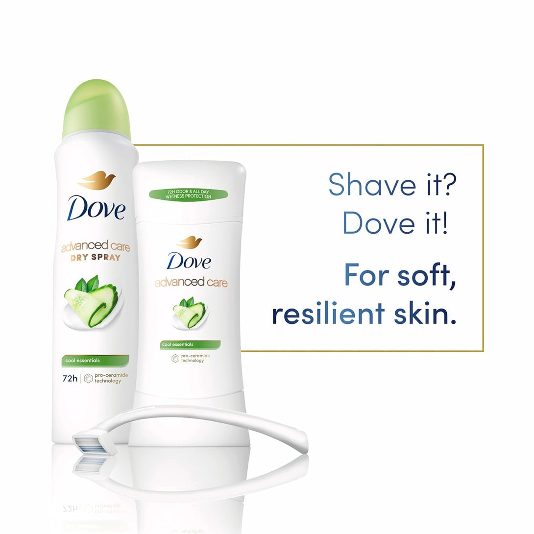 Dove Advanced Care Antiperspirant Deodorant Stick Cool Essentials for Helping Repair Skin Barrier after Shaving, with 72-Hour Sweat & Odor Protection, 2.6 Oz