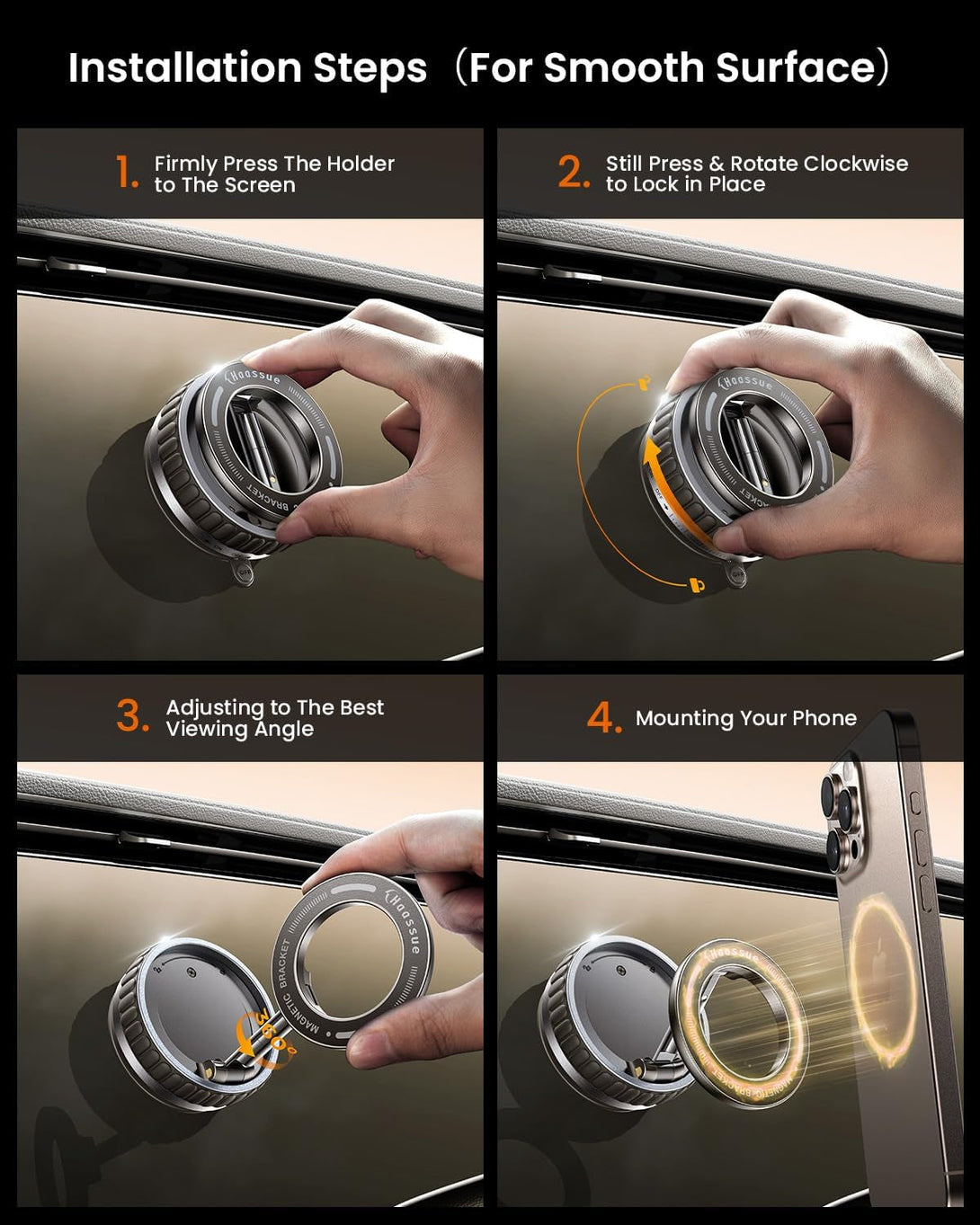 2025 Upgraded Vacuum Suction Cup Phone Mount [89+LBS Strongest Suction], Vacuum Magnetic Phone Holder Stand [24 N55 Stronger Magnets], 360° Adjustable for Your Car/Gym/Mirror