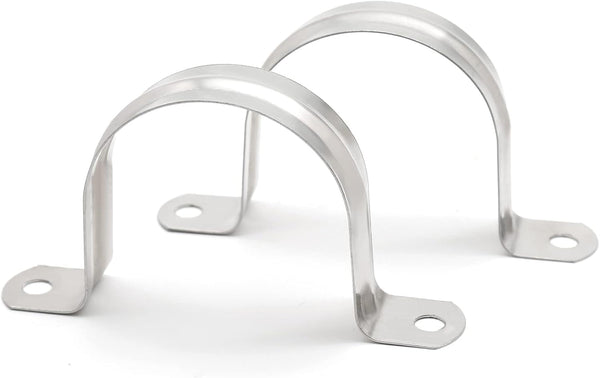 10PCS M50 (2 Inch) Conduit Clamps, Stainless Steel Two Hole Strap U Bracket Rigid Pipe Strip, Cable Clamp Hanger with 2 Holes Fit for 2 Inch Pipes OD