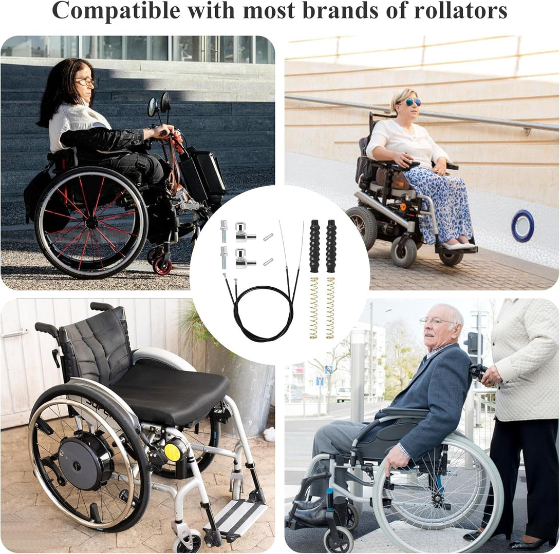 2 Packs Rollator Brake Cable Replacement Brake Cable Parts, 41" Brake Cable Rollator Walker Parts Brake Cables for Folding Wheelchair Rollator Universal Cable Drive Walker Parts(14 Pcs 1 Pair)