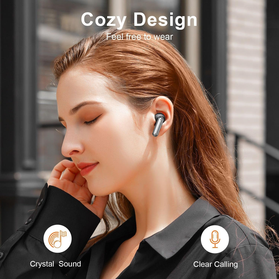 ZIUTY Wireless Earbuds, 2025 Bluetooth Headphones, 50Hrs Stereo Deep Bass Ear Buds with Power Display Charging Case, Buit in Mic, IPX5 Waterproof Headset for Iphone Andriod Phones