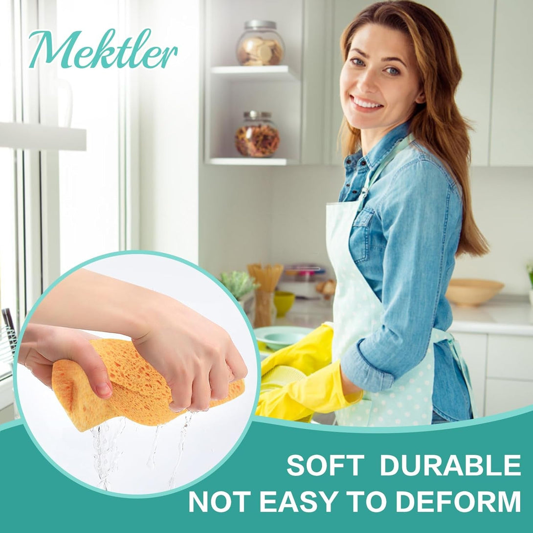 2 Pack Extra Large Kitchen Sponges for Household Cleaning Heavy Duty Reusable & Biodegradable Cellulose Thick Sponges for Washing Dishes Absorbent Non Scratch