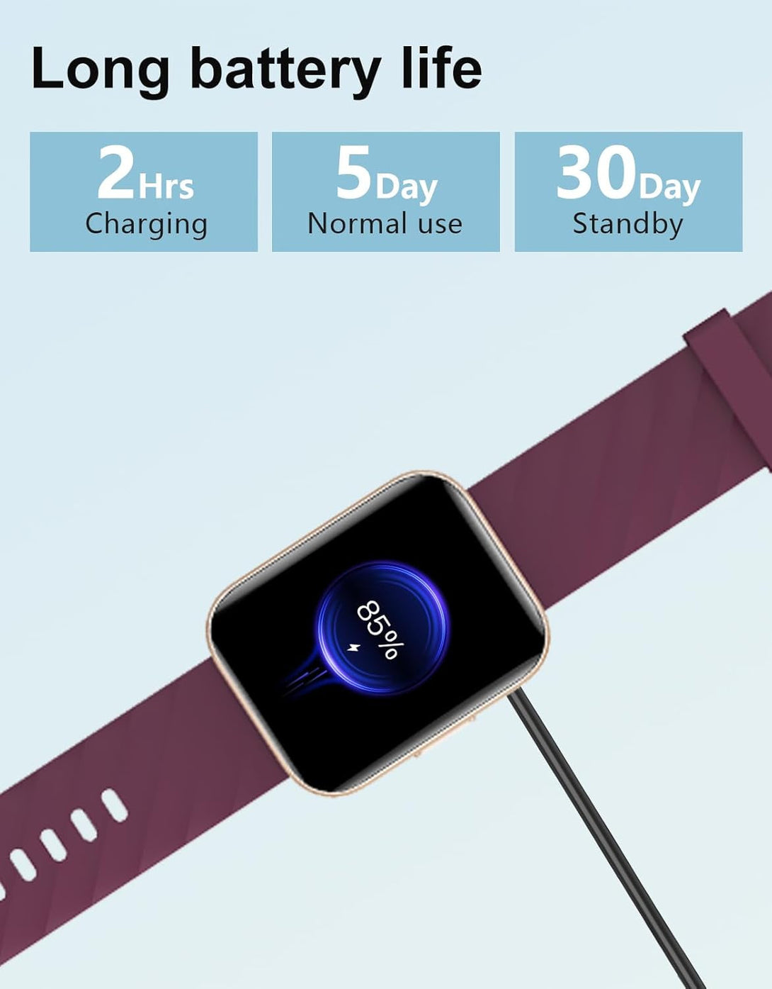 Smart Watches for Men Women (Answer/ Make Calls) Compatible with Iphone Android Phones, 1.85" Smartwatch Fitness Tracker with 100+ Sports Heart Rate Monitor Pedometer Sleep Tracker Waterproof (Purple)