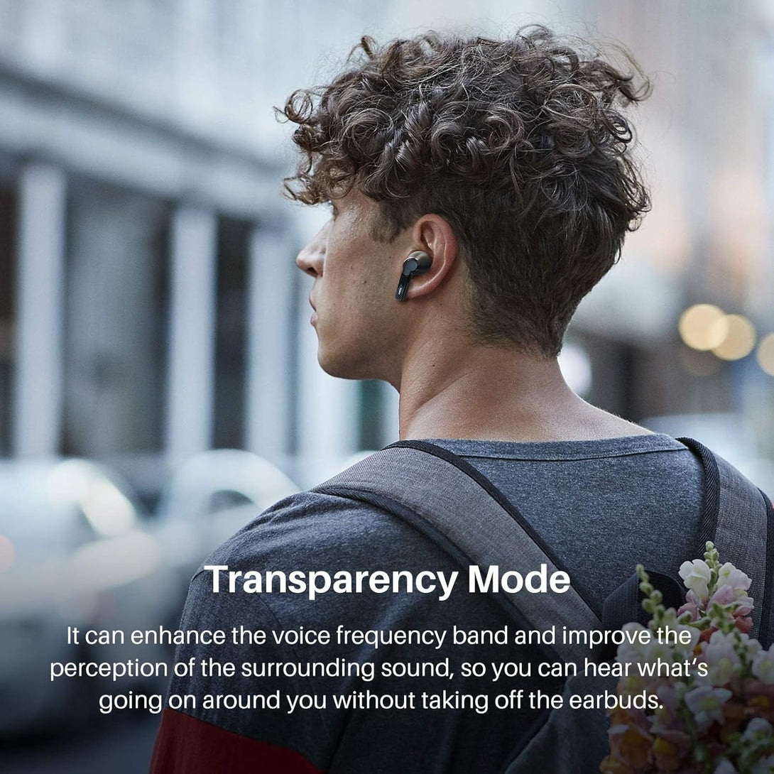 TOZO NC2 Hybrid Active Noise Cancelling Wireless Earbuds, In-Ear Detection Headphones, IPX6 Waterproof Bluetooth 5.3 Stereo Earphones, Immersive Sound Premium Deep Bass Headset Matte Black