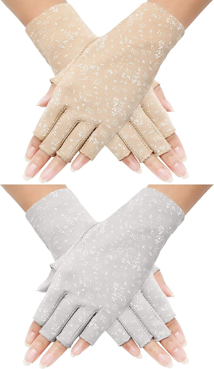 Maxdot Women Sunblock Fingerless Gloves UV Protection Driving Gloves Summer Mitten Non Slip for Outdoor Cycling Manicures