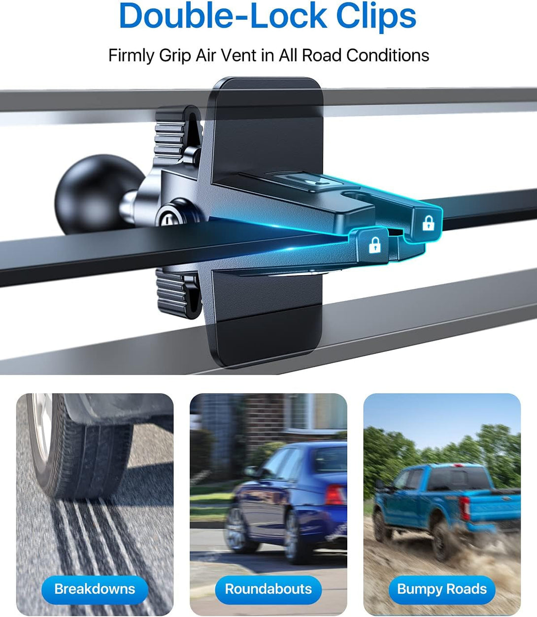 Andobil 2025 Upgraded Car Phone Holder Mount for Vent, Military Sturdy Metal Clip Air Vent Phone Holder for Your Car Easy Used Cell Phone Car Mount for Iphone 16 15 14 13 12 Pro Max Samsung S25 S24