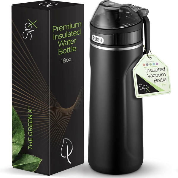 SIPX™ Triple-Insulated Stainless Steel Water Bottle - 18Oz. with Straw Lid, Bpa-Free Reusable Insulated Water Bottle Keeps Cold for 12 Hours,