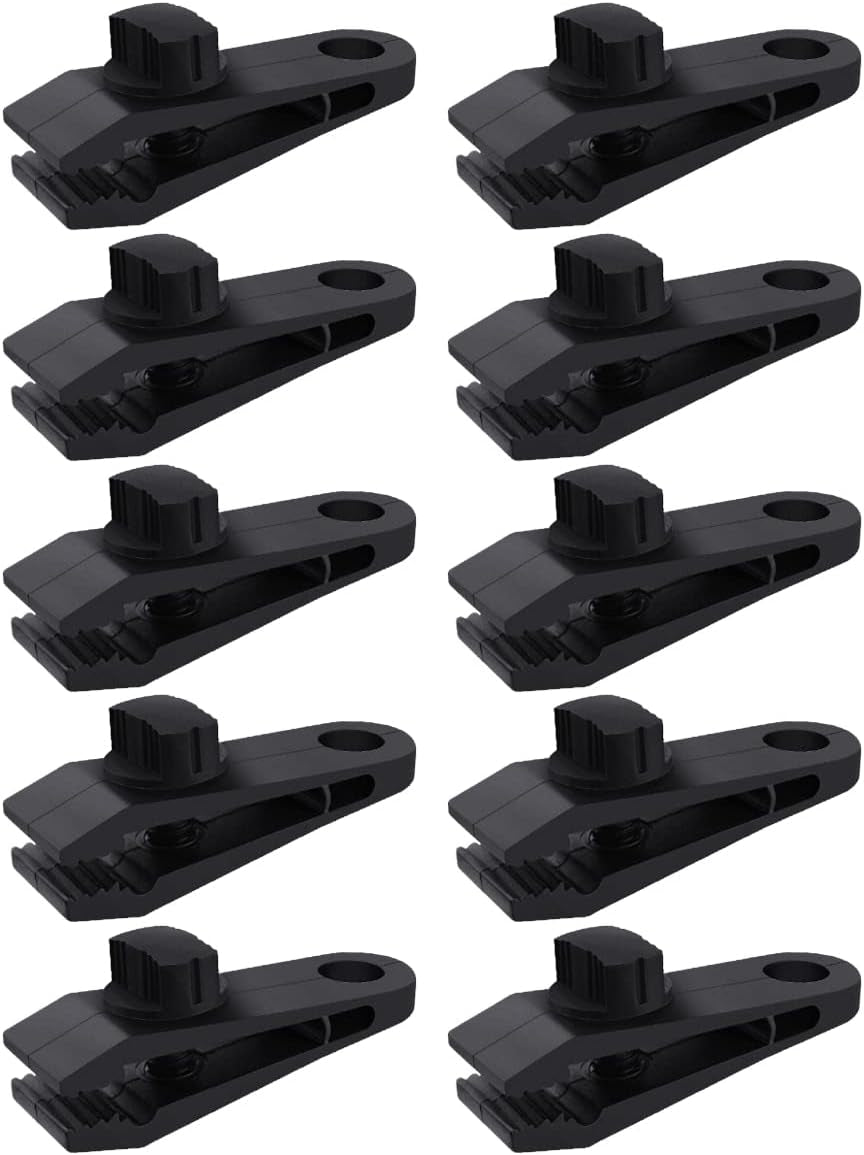 10 Pcs Heavy Duty Tarp Clips Shark Tent Fasteners Clips Holder for Car Covers, Outdoor Camping, Awnings, Swimming Pool Covers Black