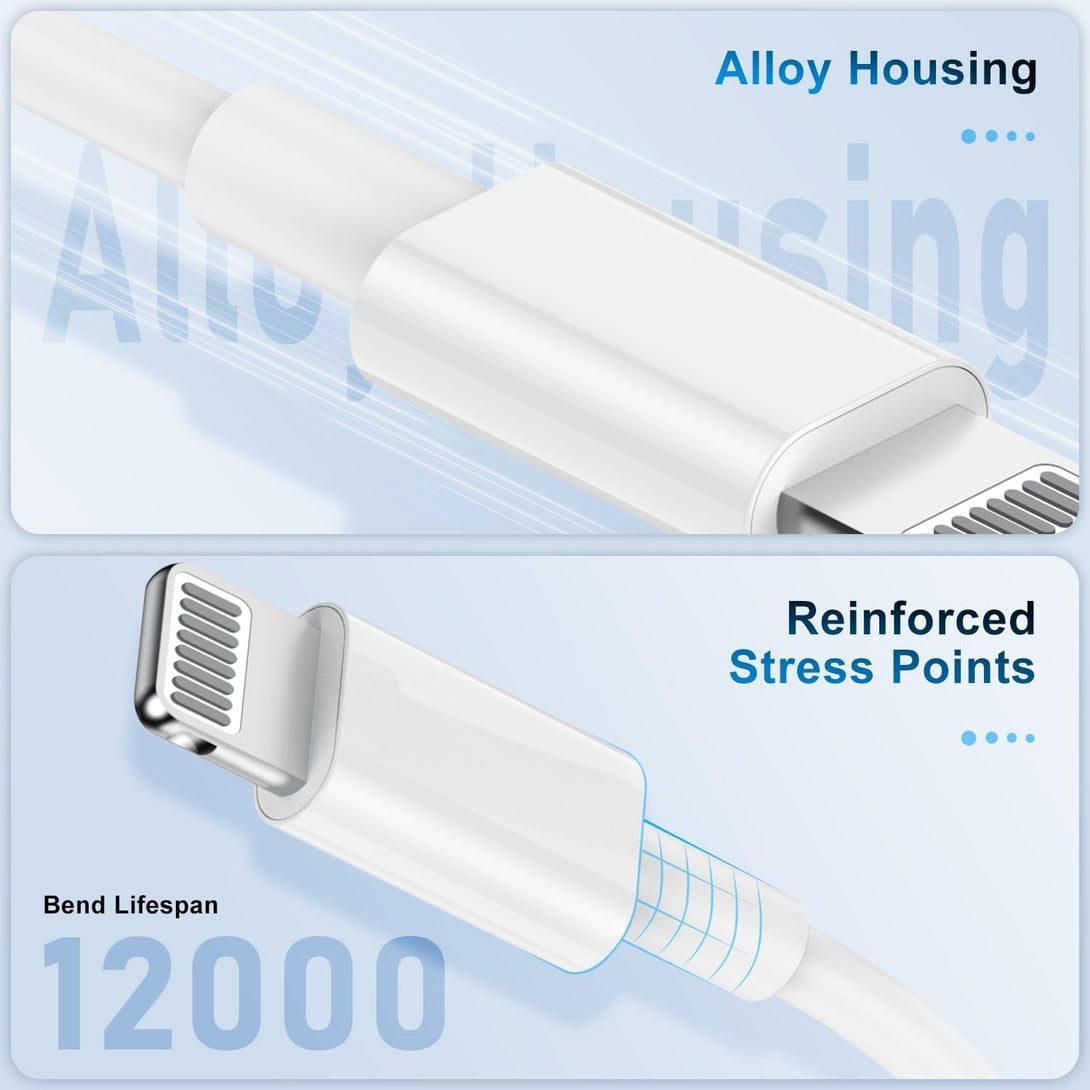 3 Pack Apple Mfi Certified Charger Cable 6Ft, Lightning to USB Cable Cord 6 Foot, 2.4A Fast Charging,Apple Phone Long Chargers for Iphone 13/12/11/11Pro/11Max/ X/XS/XR/XS Max/8/7/6