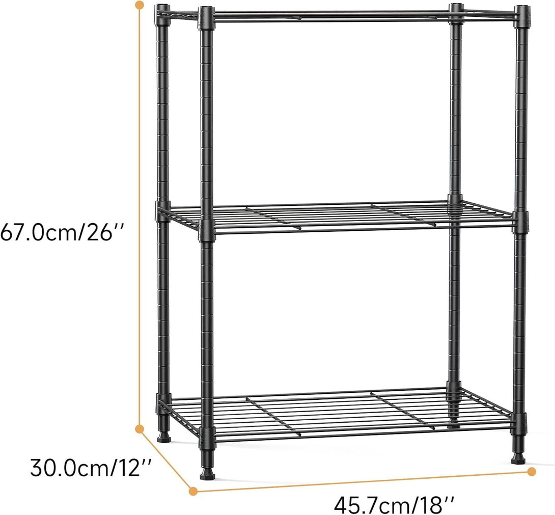 450 Lbs Steel Storage Shelving 3-Tier Utility Shelving Unit Steel Organizer Wire Rack for Home,Kitchen,Office (11.8" D X 17.7" W X 26.3" H)