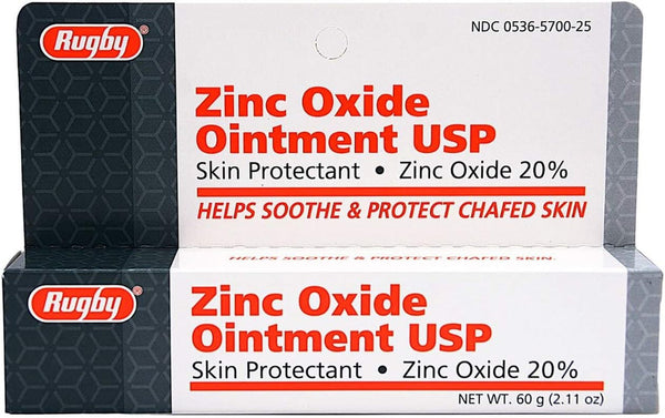 Rugby Zinc Oxide 20 Skin Protectant Ointment Relief for Diaper Rash Chafed Skin Poison Ivy, Clear, 2.11 Ounce