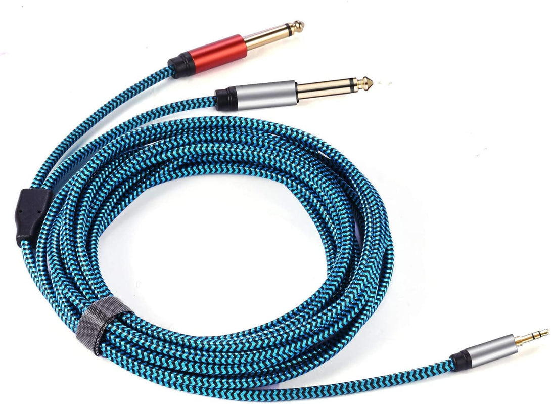 3.5Mm to 2 X 6.35 Mm Cable 15Ft,1/8 to 1/4 Stereo Cable 3.5Mm TRS to Dual 6.35Mm TS Y Splitter Breakout Cord，For PC, Computer Sound Card, Mixer, Multimedia Speaker, Home Stereo System