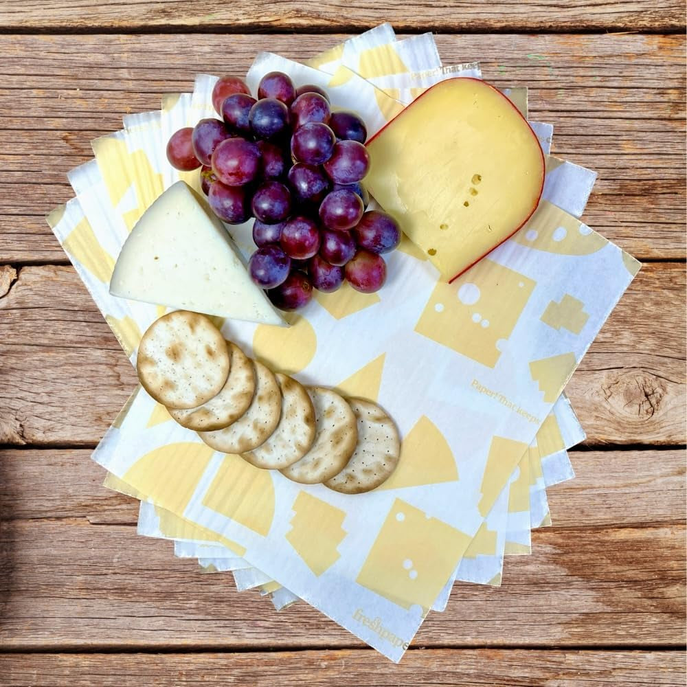 THE FRESHGLOW Co FRESHPAPER Food Saver Sheets for Cheese, 8 Reusable Sheets (1 Pack), Keeps Cheese Fresh for 2-4X Longer- Made in the USA