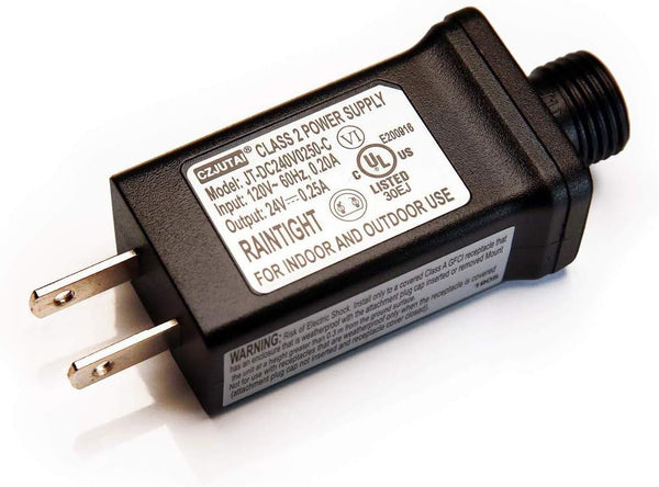 24V LED Christmas Tree & Strip Light Adapter â€“ Class 2 Power Supply (JT-DC240V0250-C), UL Listed for US Standards. Designed for 24V Output Devices. See Details for More Compatible Models.