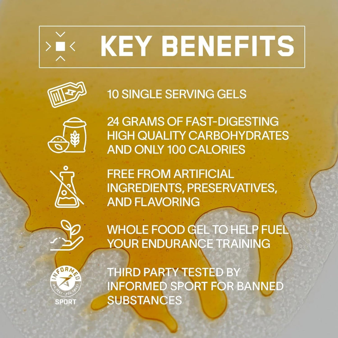 BARE PERFORMANCE NUTRITION, BPN Go Gel Endurance, 24G of Carbohydrates & 100 Calories per Pack, Vegan + Gluten Free Running Gel, 10 Single-Serving Packs, Apple Cinnamon