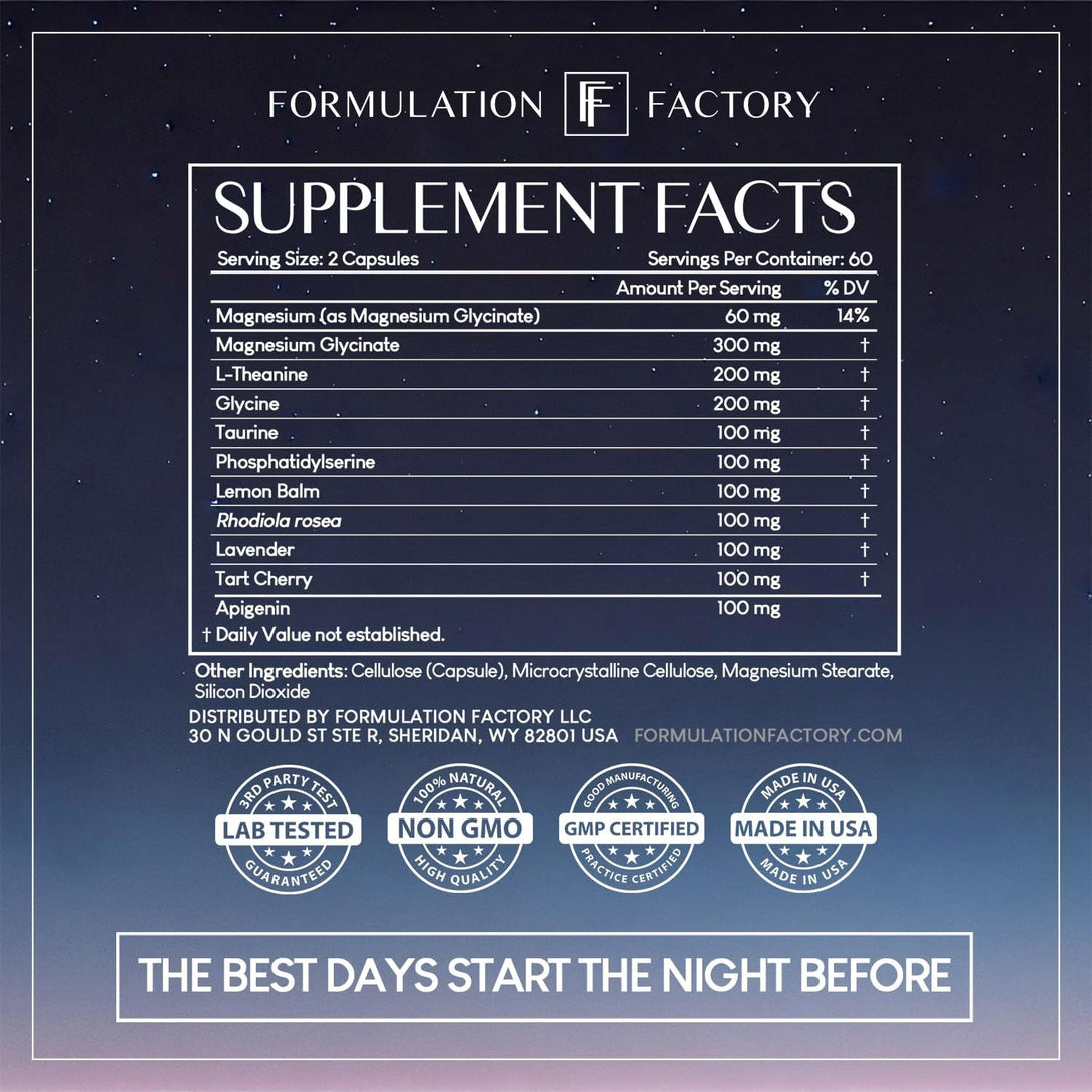 The Night Before: 10-In-1 Midnight Maximizer, Sleep Aid, Stress Relief, Cognition, Relaxation, Recovery, Magnesium Glycinate, L-Theanine, Glycine, Taurine, Lemon Balm, Rhodiola, Lavender (2 Months)