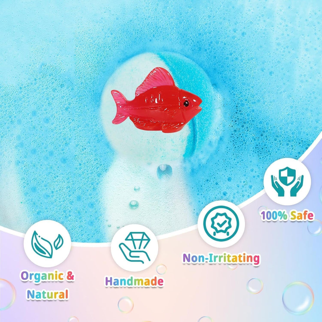 Bath Bombs for Kids with Surprise Inside, 24 Pack Kids Bath Bombs Gift Set, Natural Organic Kid Bubble Bath Fizzy for Girls Boys with Bath Toys Inside