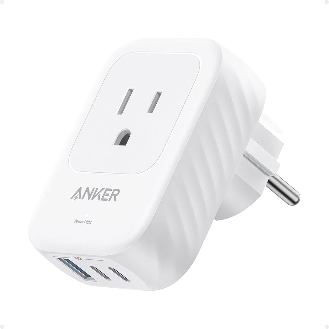Anker European Travel Plug Adapter, 15W USB-C & 2 AC Outlets, Fits Type E/F Sockets, Compact for Iphone, Ipad & More (Not Compatible with Type L/G Sockets)