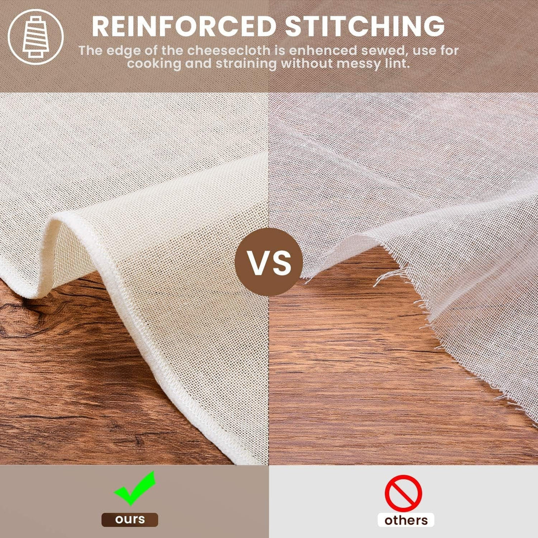 Cheese Cloths for Straining, Grade 100, 20 X 20Inch 10 Pack, Hemmed Cheesecloth for Cooking, 100% Combed Unbleached Cotton Cheese Cloth