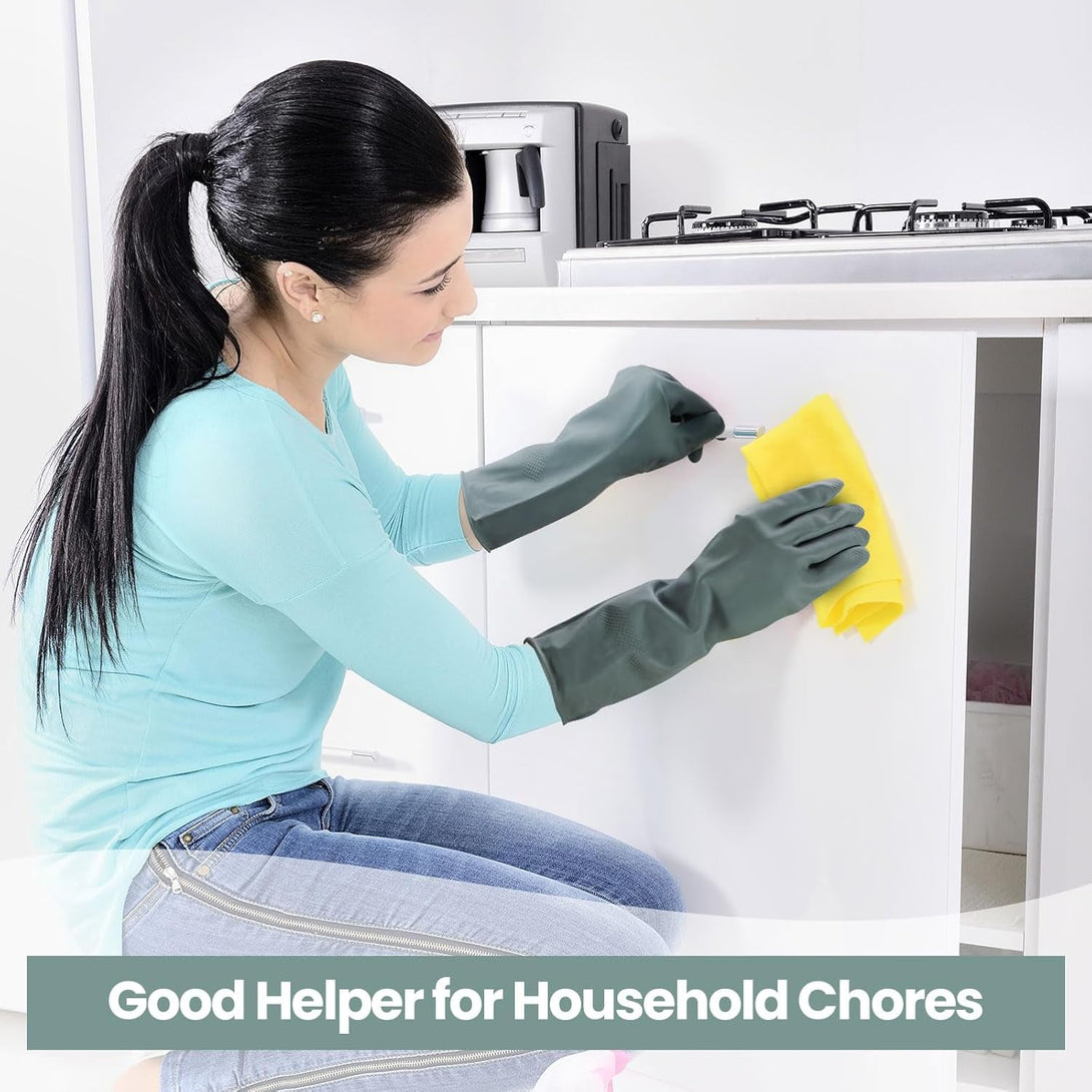 4 Pairs Rubber Kitchen Dishwashing Gloves, Reusable Waterproof Latex Household Cleaning Gloves, Non-Slip and Flexible for Washing Dishes, Kitchen and Bathroom Cleaning