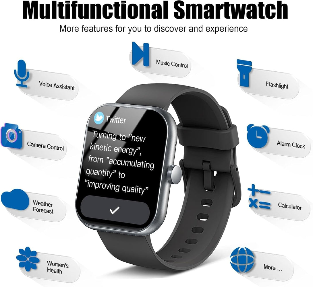 Smart Watch for Men Women, 1.96" Fitness Tracker Running Watch (Answer/Make Call), IP68 Waterproof, Pedometer, Sleep/Step/Activity/Heart Rate Monitor, 110+ Sport Modes Smartwatch for Adroid Ios Phone