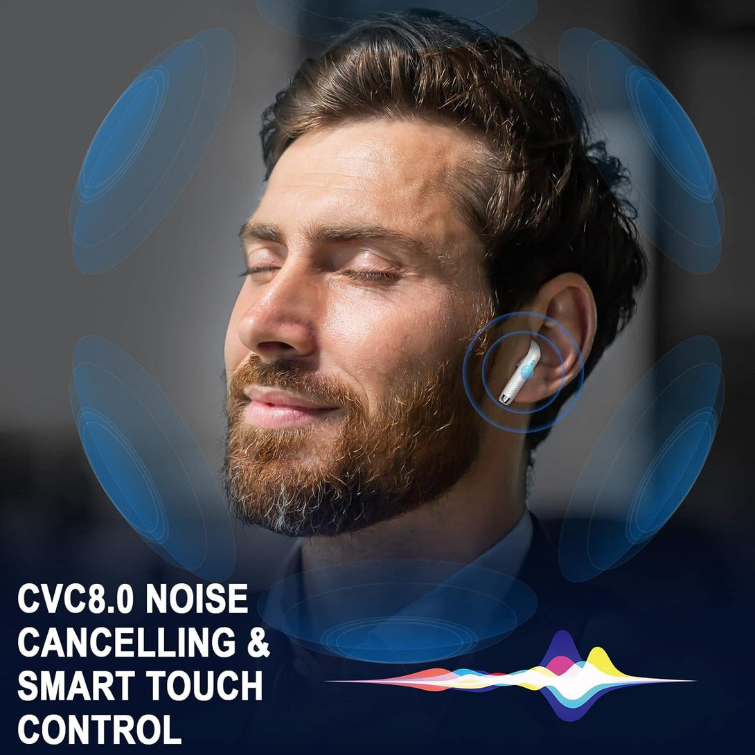 Wireless Earbuds, Bluetooth 5.4 Ear Buds LED Power Display Headphones Bass Stereo, Bluetooth Earbuds In-Ear Noise Cancelling Mic, 40H Playback Mini Case IP7 Waterproof Sports Earphones for Android Ios
