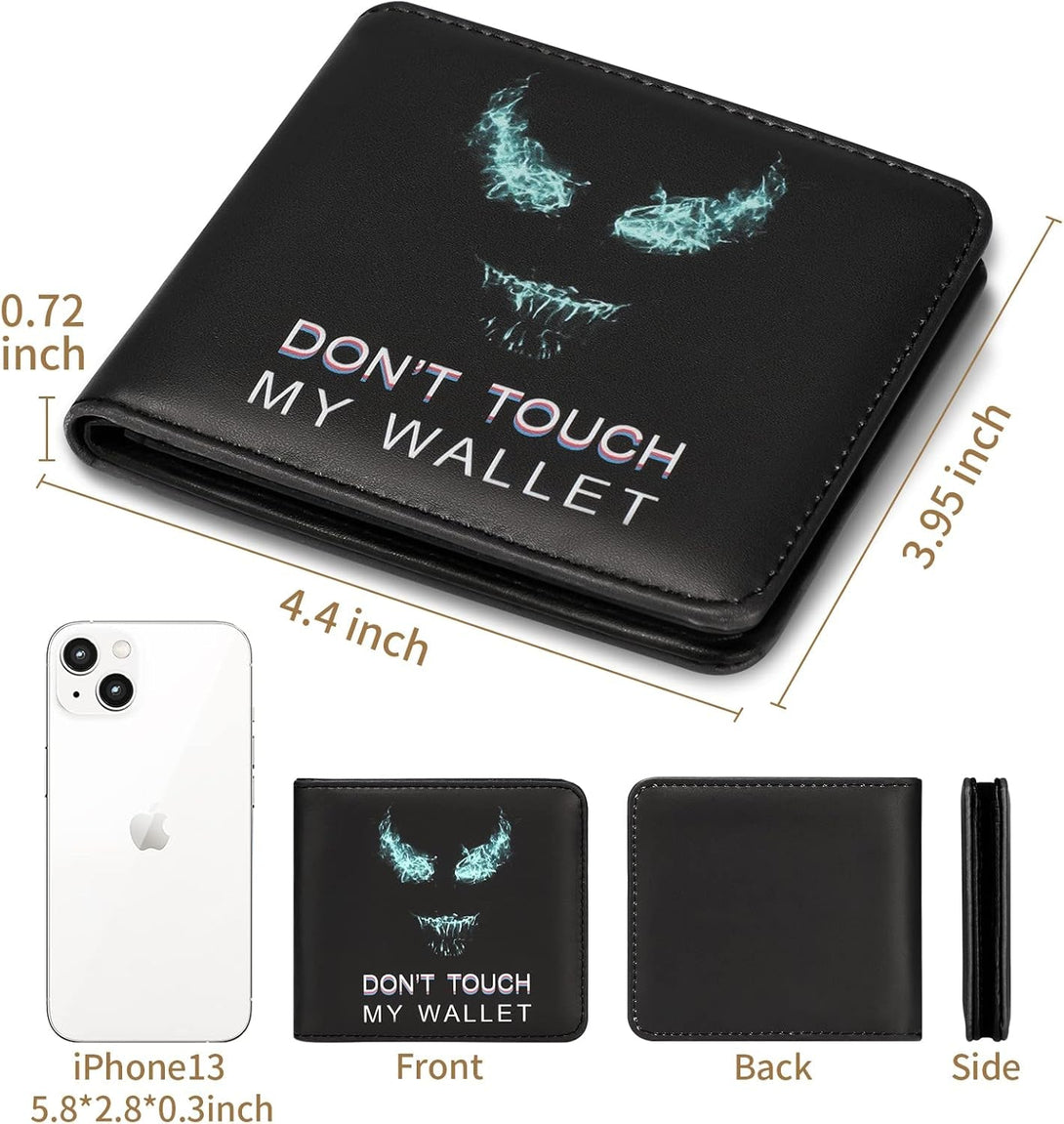 Cool Wallet- Funny Leather Credit Id Card Cash Holder Man Black Rfid Blocking Zipper Wallets with Coin Pocket Id Window Aesthetic Men Teen Boy Male Youth Guys