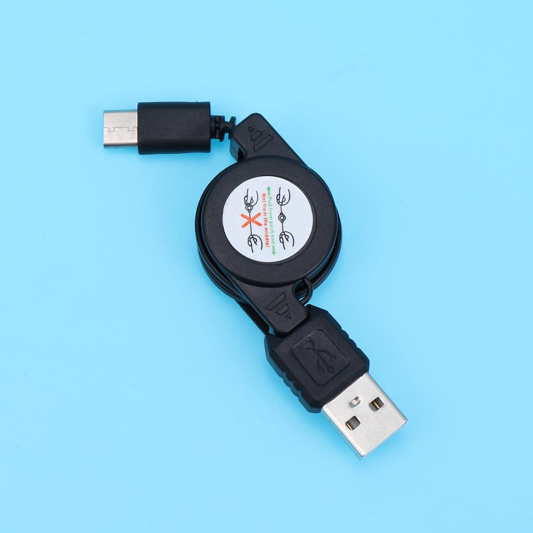 2 Pack Retractable Usb C Charging Cable, 3.3Ft Fast Charging Cord for Phones, Portable High Charger with Cable Winder (Black)