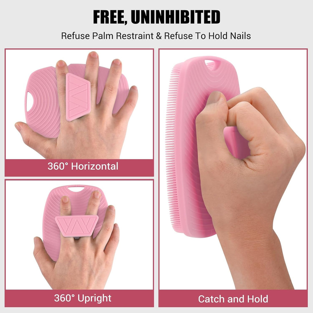 Silicone Body Scrubber - Zinc Infused - Highly Elastic Bristles - Exfoliating Body Scrubber for Cellulite Reduction,Blood Circulation,Massage for Flawless Skin - Pink